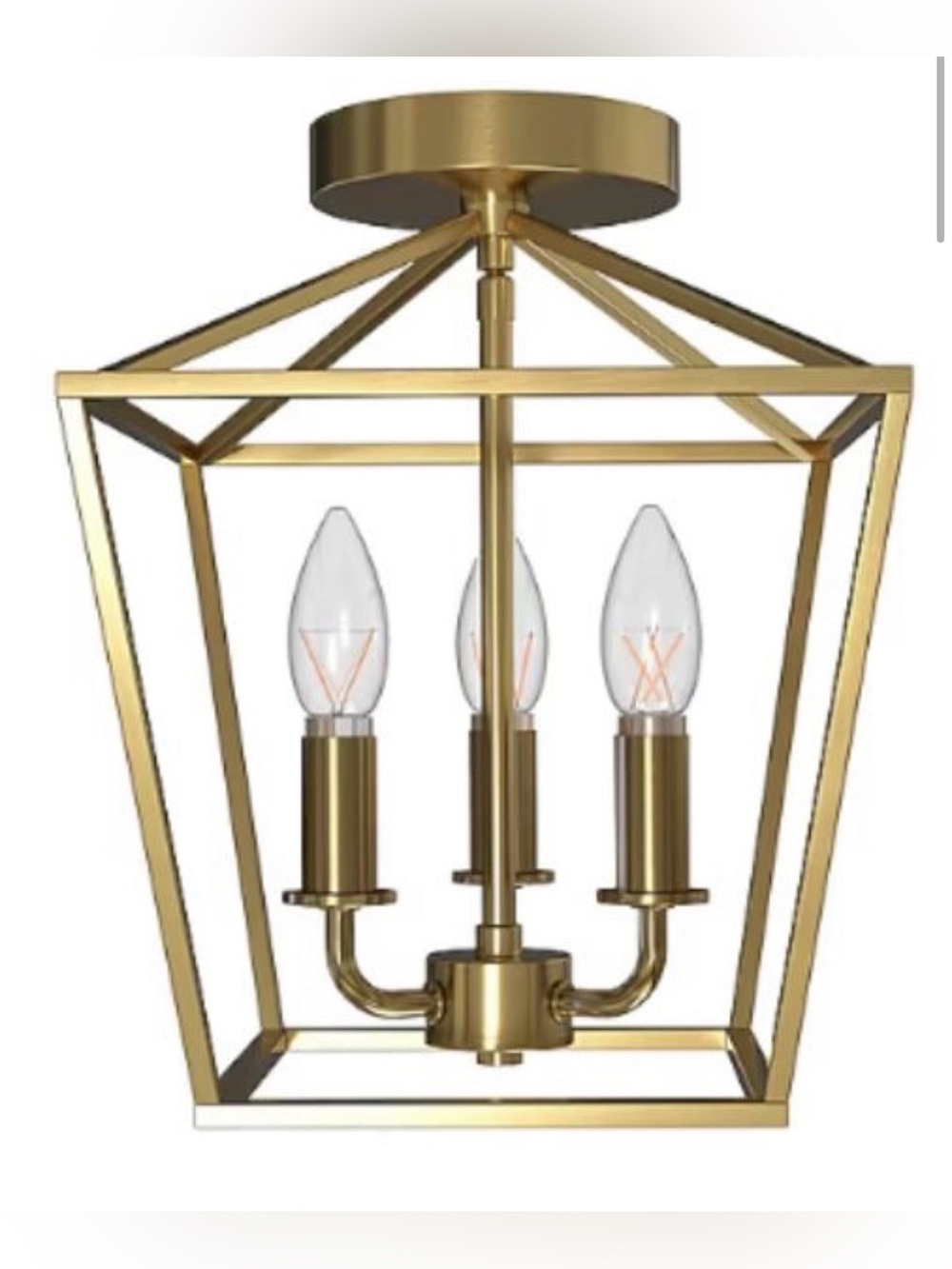 allen + roth Lane S10-in Gold Indoor 3 -Light Semi-flush Mount Light Key Specifi
